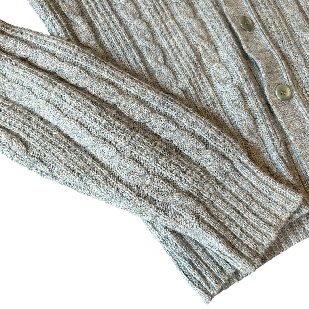 Vintage 60s Gray Cable Knit Cardigan Acrylic Sz M - Picture 7 of 11